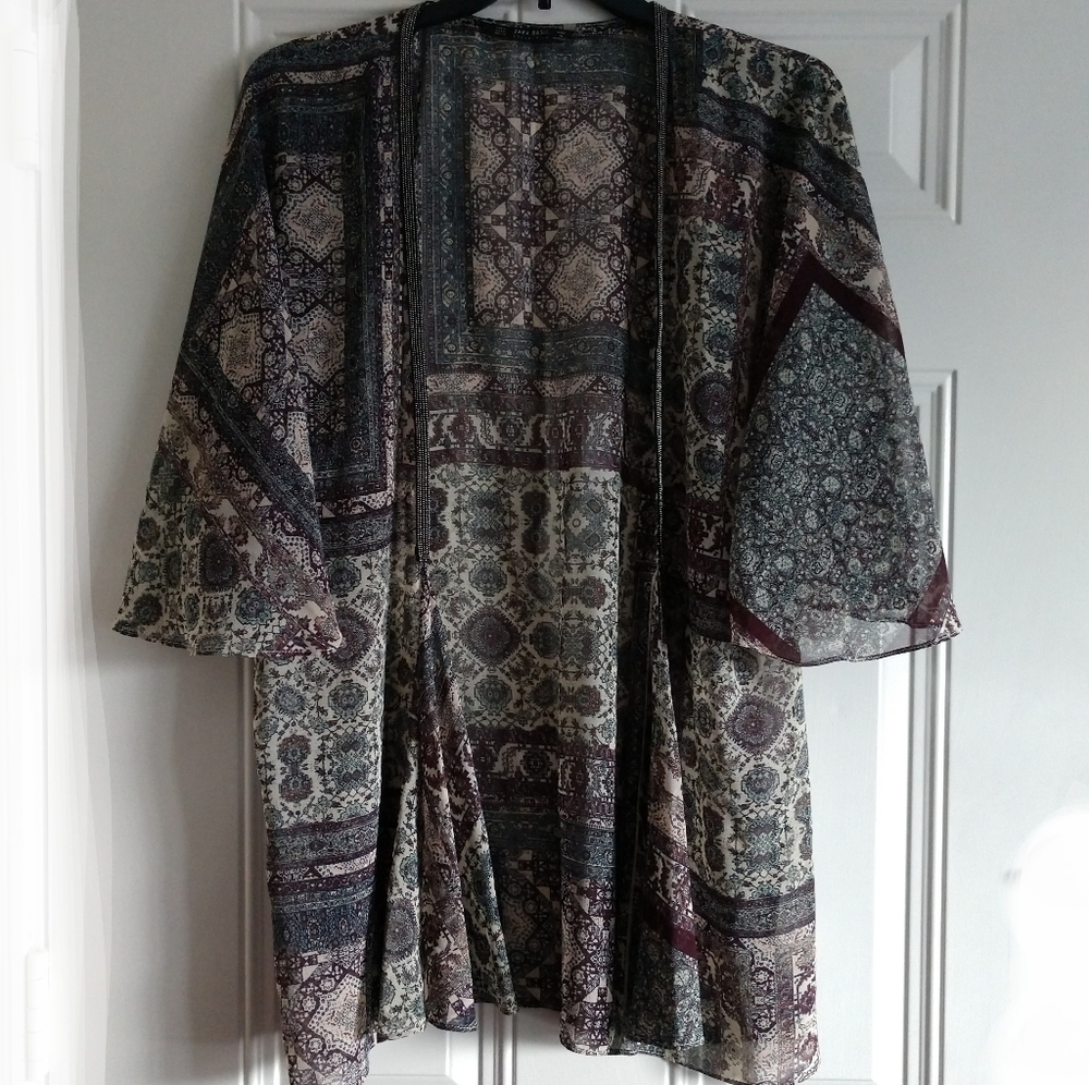 ZARA Size M Sheer Kimono Cover-Up Jacket Top NWOT